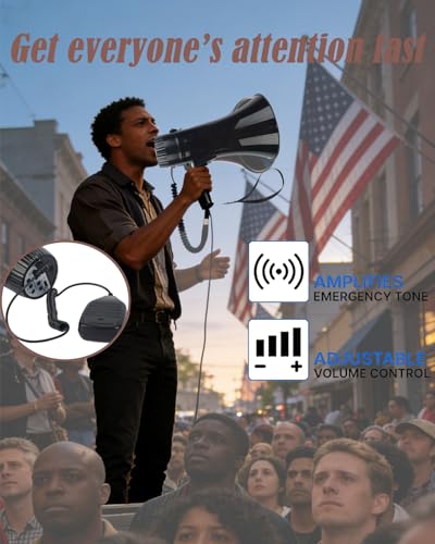 B S 30W Megaphones Bullhorn with with 240 Seconds Recording,Voice Siren for Indoor Outdoor Activities.Black