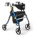 Medline Premium Empower Rollator Walker with Seat, Folding Rolling Walker with 8-inch Wheels, Blue