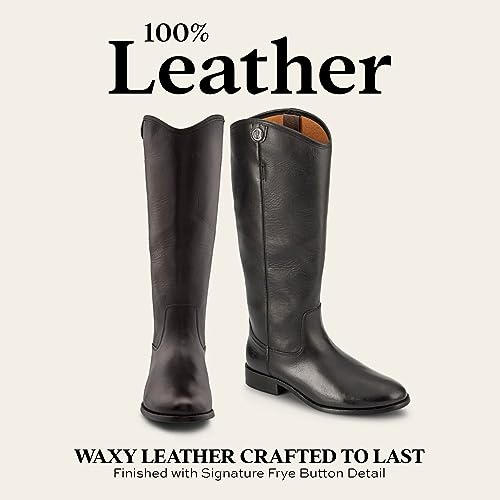 Frye Melissa Button 2 Equestrian-Inspired Tall Boots for Women Made from Hard-Wearing Vintage Leather with Antique Silver Hardware and Leather Outsole – 15 ½” Shaft Height, Black, 7 - Thumbnail 4