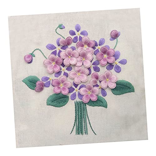 Baosity 3D Pansy Flower Stumpwork Crafts DIY Embroidery Starter Kit with Stitch Tools for Beginners Sewing