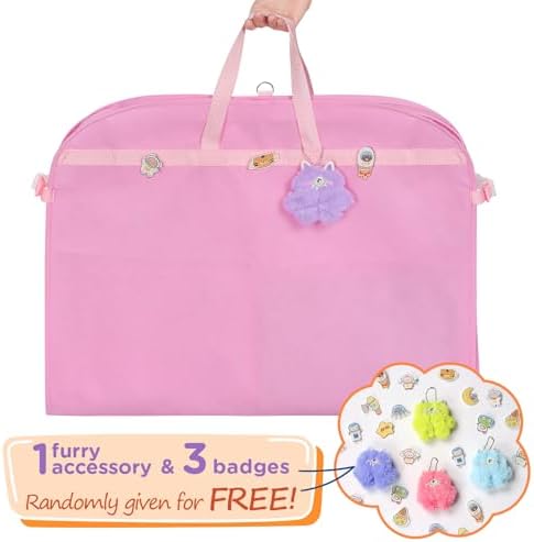 Univivi Costume Garment Bags for Dancers Foldable Dance Garment Bags with Pockets for Hanging Clothes, Pink, 2 Pack