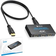 eSynic Portable HDMI Splitter 1 in 3 Out [Only Mirror Mode-No Extend Mode] 4K@30HZ HDMI Audio Converter Metal Case 3 Way HDCP 1.4 Hdcp Bypass Splitter 3 Port for Fire Stick PS4 Blu-ray Player