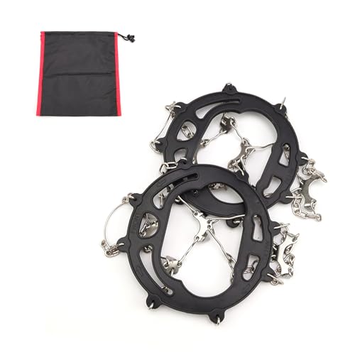 SRJQXH 2 Piezas Crampones para Botas Montaña, Crampones Ligeros Acero Manganeso 8 Dientes Agarre Fuerte, Universal Crampones, con Bolsa Almacenamiento, para Hielo, Nieve Superficies