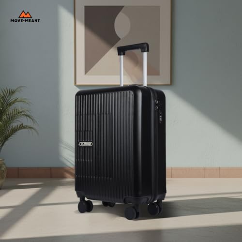 Image of Move-Meant Travel PRO Cabin Size Trolley Bag for Travel, 55cm, Black - Small Hard Shell Luggage - 360 Degree Spinner Wheels - Unisex - Polycarbonate Suitcase - Combination Lock - Flight Short Trips