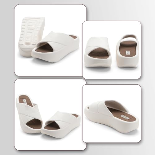 Image of DOCTOR HEALTH SUPER SOFT Women's Orthopedic Cross Strap Slides | Ultra Soft Cushioned Lightweight Slip-On Slippers | Anti-Skid Comfortable Platform Sandals for Everyday Wear