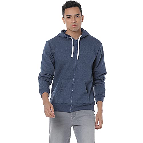 Image of CAHOOT Men's Zip-Front Hoodie with Contrast Drawstring for Casual Wear | Long Sleeve | Hooded Neck | Zipper Closure | Cotton Sweatshirt Crafted with Comfort Fit for Everyday Wear