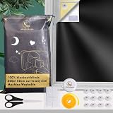 Store Occultant sans Percage Ont 12 ventouses et 20 Attaches Auto-adhésives, Mishukaze 100 % Store occultant temporaires 300 x 145 cm pour Chambre, Bébé Chambre, Grenier