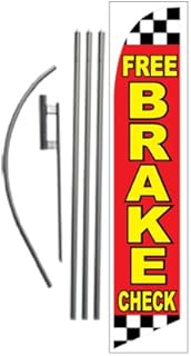 Free Brake Check 15ft Feather Banner Swooper Flag Kit - INCLUDES 15FT POLE KIT w/GROUND SPIKE