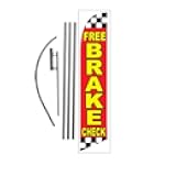 Free Brake Check 15ft Feather Banner Swooper Flag Kit - INCLUDES 15FT POLE KIT w/GROUND SPIKE