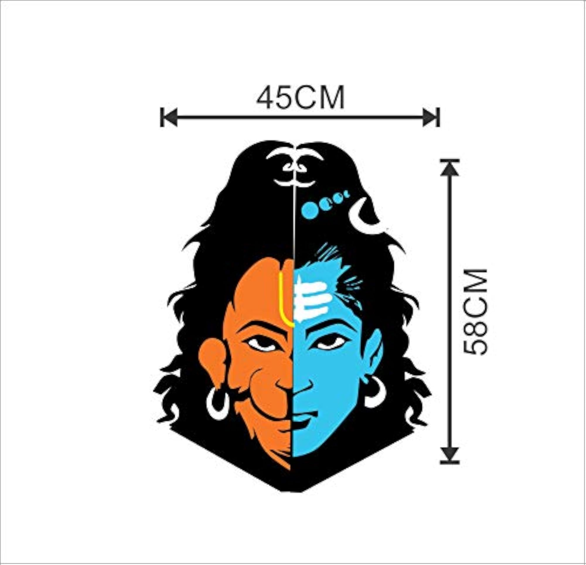 Shiva Hanuman Wall Sticker, Decorative Vinyl