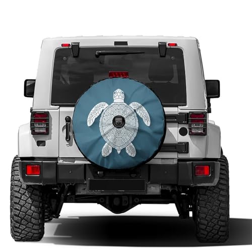 Image of Delerain Spare Tire Cover with Backup Camera Hole Blue Turtle Wheel Covers Sun Protection Waterproof for Jeep Truck RV Trailer SUV and Many Vehicle (14 Inch for Diameter 23 inch-27 inch)