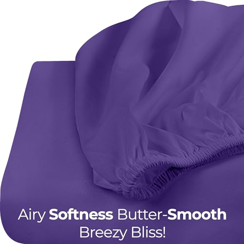 Image of Utopia Bedding Queen Fitted Sheet - Bottom Sheet - Deep Pocket - Soft Microfiber - Shrinkage and Fade Resistant - Easy Care -1 Fitted Sheet Only (Egg Plant)