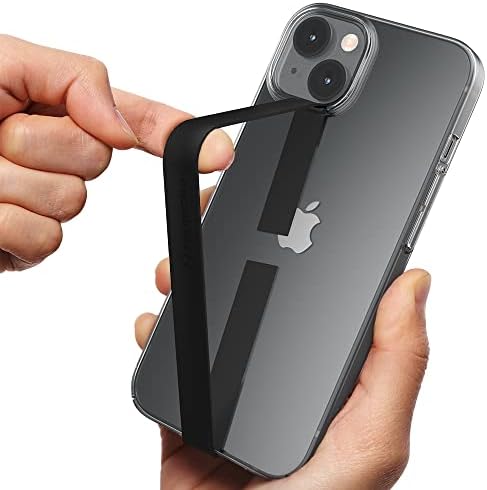 Ultra Slim Phone Loop Finger Holder, Sinjimoru Secure Finger Strap for Phone Case as Mobile Phone Grip Holder Compatible with iPhone Case & Samsung Phone. Sinji Loop Black