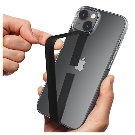 Ultra Slim Phone Loop Finger Holder, Sinjimoru Secure Finger Strap for Phone Case as Cell Phone Grip Holder Compatible with iPhone Case & Samsung Phone. Sinji Loop Black