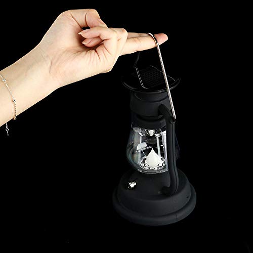 Antique Solar Lantern Lights Outdoor Waterproof Solar Table Lamp Hanging Lighting With 7 Led For Garden Patio Umbrella Lamp Tree Decor Camping Lantern Hurricane Lantern (Black) #TOP5