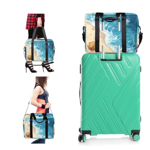 Colorful Seashell Travel Duffel Bag for Men Women Ocean Jellyfish Sports Gym Bag Waterproof Weekender Overnight Bags Foldable Carry on Backpack for Swim Yoga Fitness Workout4