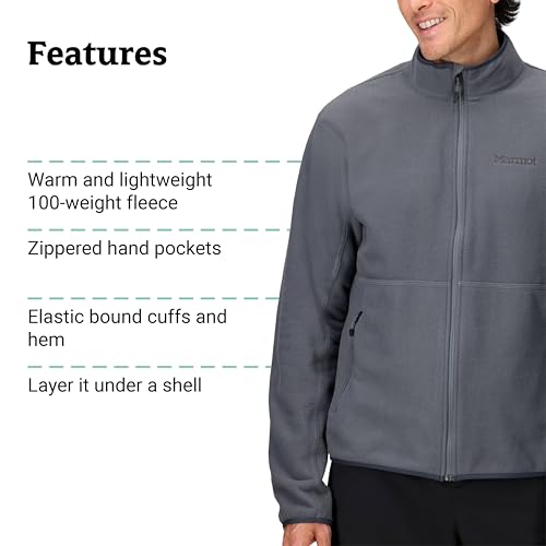 Image of MARMOT Men's Rocklin Full-Zip Jacket - Classic, Warm, Lightweight 100-Weight Fleece Layer