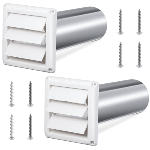 Leinuosen 2 Pcs 4 Inch Outdoor Dryer Vent Cover White
