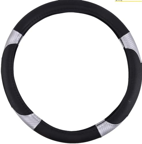 MICHELIN iFit Premium Faux Leather Steering Wheel Cover- Black & Grey Stich, DIY - No Tools Required to fit, iFit Technology Stretches to fit Most Steering Wheels