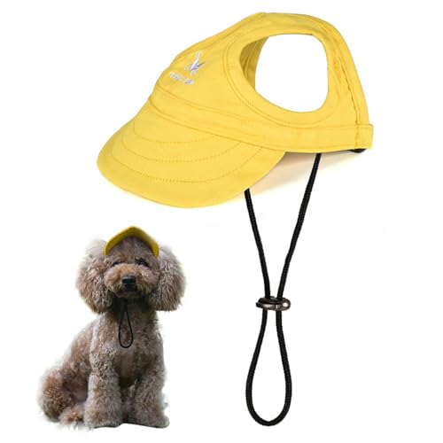 PETCUTE Dog Baseball Cap,Adjustable Dog Outdoor Sport Sun Protection Baseball Hat,Pet Casual Cap Visor Sunbonnet with Ear Holes,Summer Travel Sport Hat for Small Medium Dogs