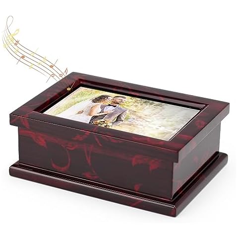 Modern 4 x 6 Photo Frame Musical Jewelry Box with Floral Motifs-Many Songs to Choose-Edelweiss Cover