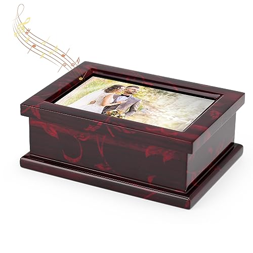 MusicBoxAttic Modern 4 x 6 Photo Frame Musical Jewelry Box with Floral Motifs-Many Songs to Choose-Four Seasons, Spring (Vivaldi)