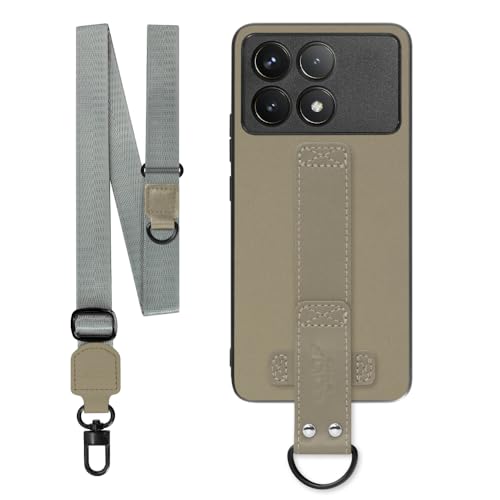LOOF STRAP-SHELL �{�v ���U�[ �X�}�z�V�����_�[ �X�}�z�P�[�X for Xiaomi POCO F6 Pro �p �P�[�X �J�o�[ �X�g���b�v �X�g���b�v�z�[�� �V���v�� �����h�~ �ϏՌ� ���^ �y�� �����O�X�g���b�v D�J���t�� [�����O+