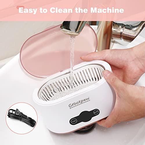 Ultrasonic Jewelry Cleaner 650Ml, 45Khz Portable Household Ultrasonic Cleaning Machine With Removable Power Cord & Digital Timer, Silver Jewelry Cleaner For Eyeglasses, Watches, Rings, Coins, Denture #TOP3
