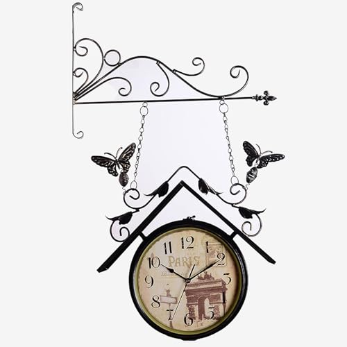 Horloge murale extérieure résistante aux intempéries pour jardin et cour