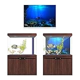  Pbzydu 【𝐏𝐫𝐨𝐦𝐨𝐜𝐢ó𝐧 𝐝𝐞 𝐒𝐞𝐦𝐚𝐧𝐚 𝐒𝐚𝐧𝐭𝐚】 Fondo del Acuario, Efecto 3D Submarino Seaworld Fish Tank Telón de Fondo Cartel Decoración PVC Adhesivo Etiqueta(61 * 41cm)