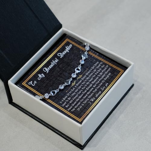 Image of To My Daughter Bracelet From Mom And Dad With Heartfelt Message & Elegant Box, Valentines Gifts For Daughter, Jewelry Gift For Daughter From Mother and Father On Birthday, Graduation