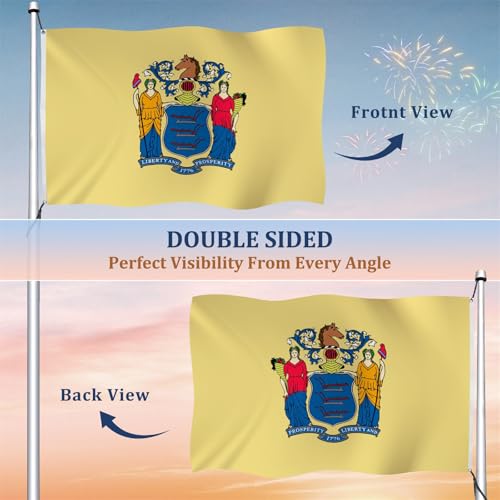 Drapeau New Jersey de haute qualite avec oeillets robustes et finitions soignees