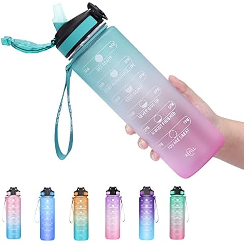 SLUXKE Sport Trinkflasche mit Klickverschluss 1L Auslaufsicher BPA freie Wasserflasche Cover