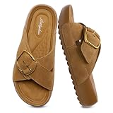 Littleplum Women's Slides Sandals with Arch Support - Soft Cushion Platform Wedge Sandals with...