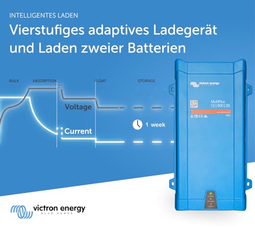 Victron Energy MultiPlus Reiner Sinus Wechselrichter 20 Amp Batterie Ladegerät, Spannungswandler, Transferschalter Inverter Charger, 500VA 12-Volt 230V