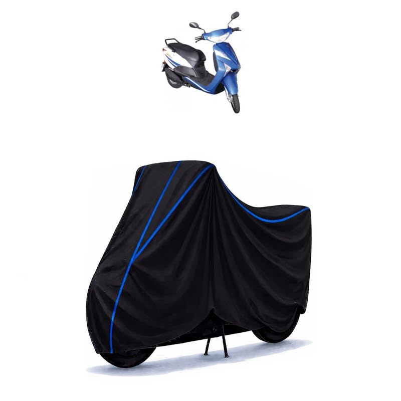 Image of Scooty Cover Water Resistant for YO xplor | Universal Scooter & Bike Cover | Heavy Duty UV Dust, Rain & Scratch Protection | Elastic Fit All Weather Indoor Outdoor | Black with Blue Piping