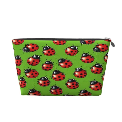 Ginfult Beauty case impermeabile con motivo di coccinelle e animali, senza cuciture, piccolo, portatile, per donne e ragazze