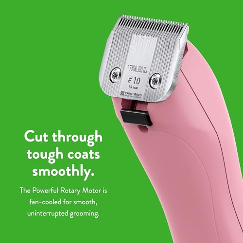 Wahl Pro Animal KM2+ Corded Clipper - Pet Clippers for Cats, Dogs & Horses - Premium Grooming Tools - 2 Speeds & 14-Foot Cord - Pink