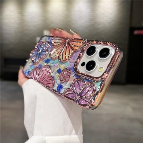 Coque fleurs iPhone 13 antichoc LVTFCO rose avec pare-chocs souple