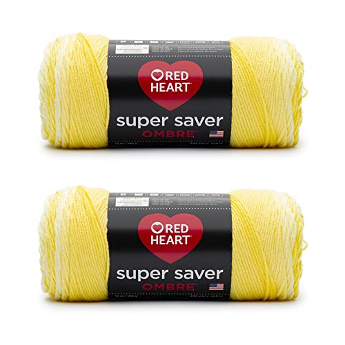 Red Heart Super Saver Ombre Sunny Yarn - 2 Pack of 10oz/283g - Acrylic - 4 Medium (Worsted) - 482 Yards - Knitting/Crochet