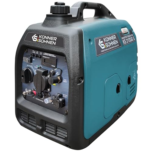 Könner & Söhnen Groupe électrogène à essence KS 3100iG S Groupe d'alimentation de secours 3100 W, Schuko 230 V, 2 ports USB, indicateur LED, mode éco,générateur d'énergie EURO V