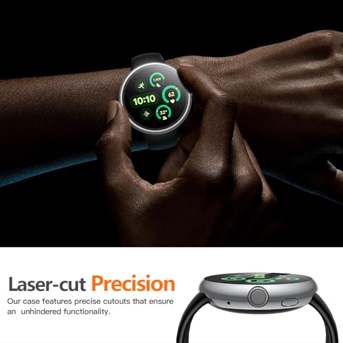 Image of Misxi 2-Pack Hard PC Screen Protector Case Compatible with Google Pixel Watch 3 (2024) 45mm, Easy Installation Lightweight Ultra-thin Protective Cover for Pixel Watch 3, 1 Silver + 1 Black