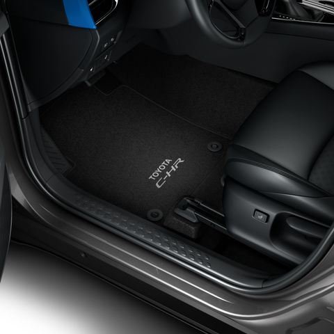 Tappetini per Toyota C-HR I dal 2016-2023 (anche Hybrid), C-HR II Hybrid dal 2024- Su misura, antiscivolo, battitacco in gomma rinforzata, bottoni di fissaggio