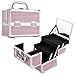 Joligrace Vanity Case Makeup Organiser Box Beauty Case Nail Polish Organiser Box Make Up Case with Mirror, 2 Trays, Lockable, Size: 19.5 x 15 x 16cm (Pink)