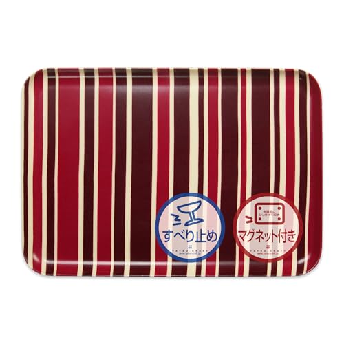 TATSU-CRAFT(タツクラフト) マグネットトレー M 33cm トリノストライプ BD ボルドー 滑り止め マグネット トレー 北欧 収納 キッチン 冷蔵庫 長方形 プラスチック おしゃれ お盆 盆 カフェ 滑らない 洗える 可愛い