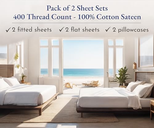 image for California Design Den 2-Pack Twin XL Sheet Sets 100% Cotton Sateen - 4