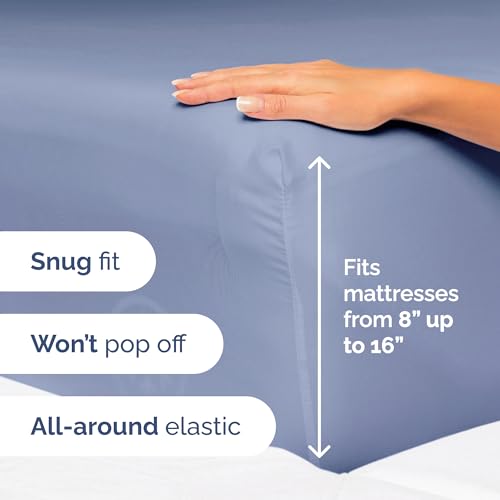Image of Twin Size 3 Piece Sheet Set - Ultra Soft & Cooling Sheets - Dusty Purple | Fits 8 Inch to 16 inch Mattress, Wrinkle Free & Fade Resistant with Deep Pockets, Breathable, Comfy Hotel Luxury Bedding