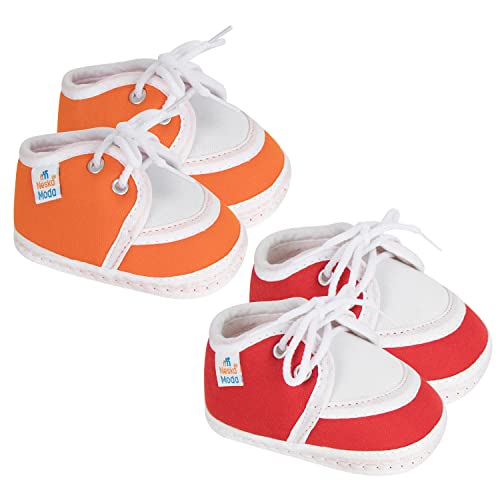 Neska Moda 12 To 18 Months Baby Boys & Girls Pack of 2 Pair Cotton Lace Baby Booties-BT1186andBT1187