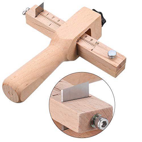 Jovitec Leather Strap Cutter, Strip and Strap Leather Wood DIY Craft Hand Cutting Tool Adjustable with 5 Blades