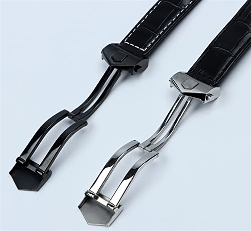 Watchband en cuir authentique 20 mm sangle boucle pliante